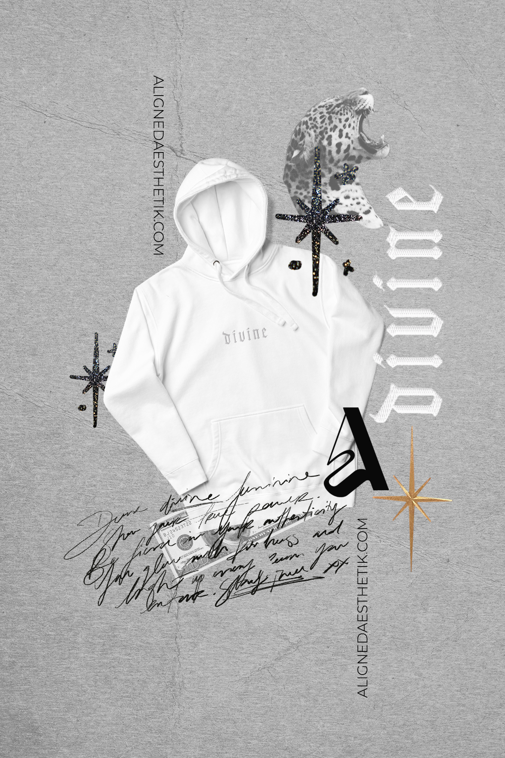 Divine Embroidered Cotton Unisex Hoodie [White]