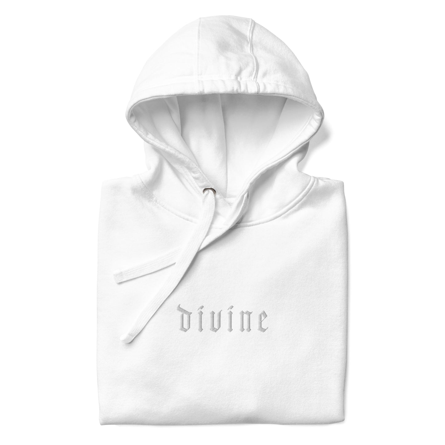 Divine Embroidered Cotton Unisex Hoodie [White]