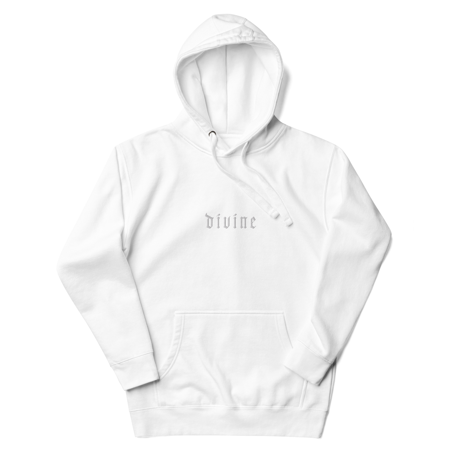 Divine Embroidered Cotton Unisex Hoodie [White]