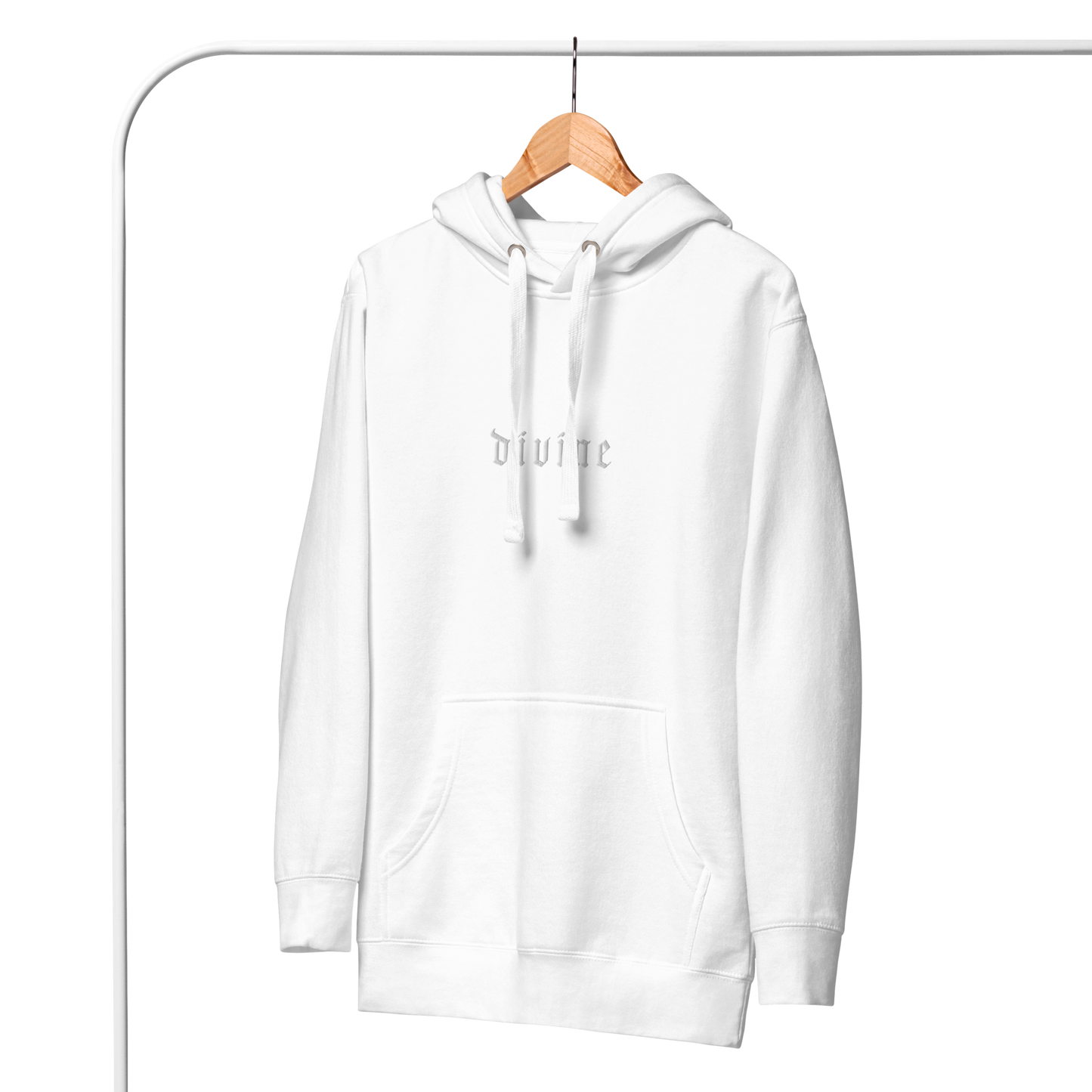 Divine Embroidered Cotton Unisex Hoodie [White]